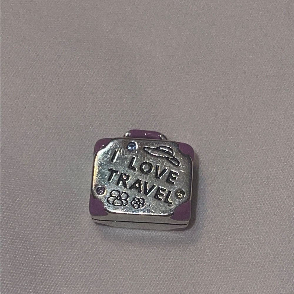 “I Love Travel” 925 Sterling Silver and Purple Suitcase Charm